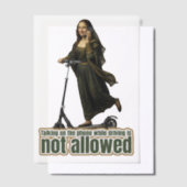 Mona Lisa on the phone  riding a kick scooter ベラム紙招待状 (オフセット)