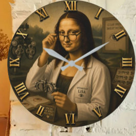 Mona Lisa Optometrist Funny Eye Doctor Office Deco ラージ壁時計