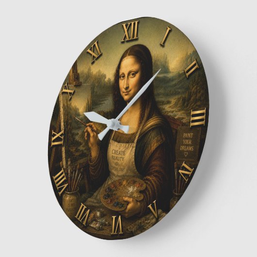 Mona Lisa Painter  ラージ壁時計 (傾斜)