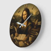 Mona Lisa Poet Funny Writer & Poetry ラージ壁時計 (傾斜)