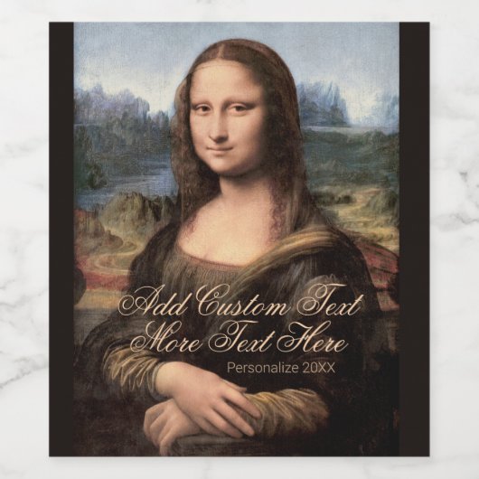 Mona Lisa Portrait Add Brand Name and Year ワインラベル (シングルラベル)