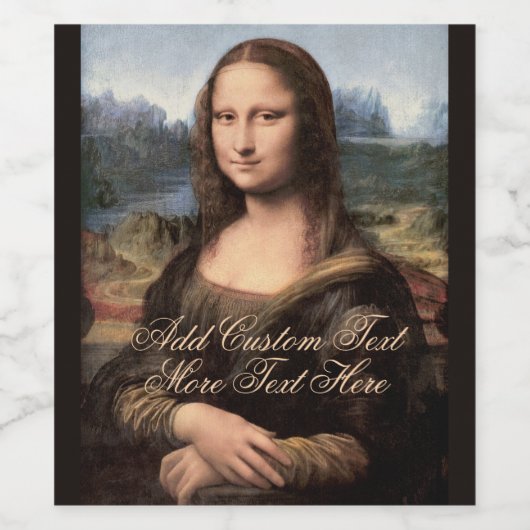 Mona Lisa Portrait Fancy Custom Text ワインラベル (シングルラベル)
