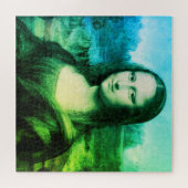 Mona Lisa Portrait | Green Blue ジグソーパズル (横)