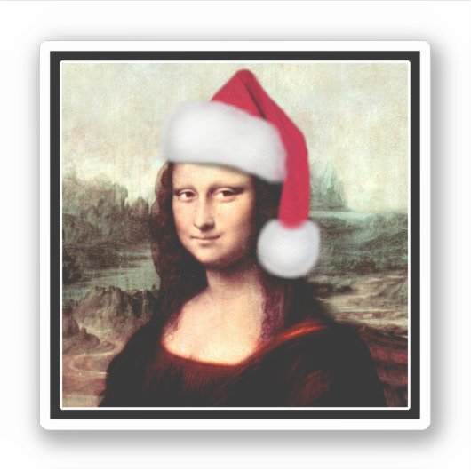 Mona Lisa Santa Hat Christmas シール (正面)