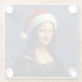 Mona Lisa Santa Hat Christmas Holiday Cut Out ガラスコースター (裏面)