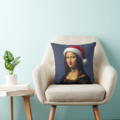 Mona Lisa Santa Hat Christmas Holiday Cut Out クッション (椅子)