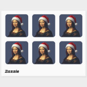 Mona Lisa Santa Hat Christmas Holiday Cut Out スクエアシール (シート)