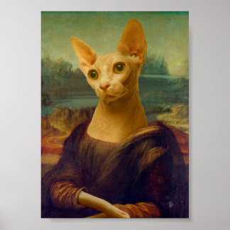 Mona Lisa Sphynx Cat  ポスター