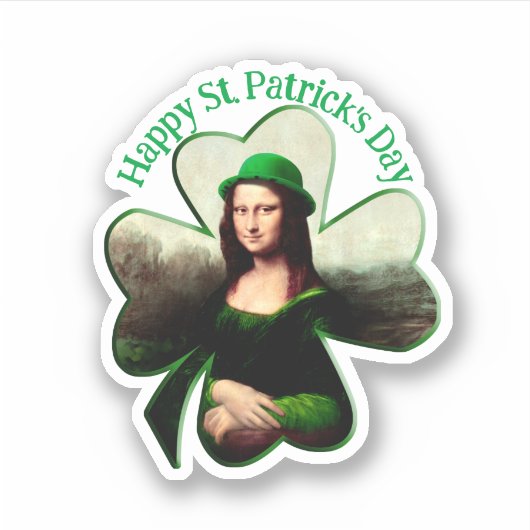 Mona Lisa St. Patrick's Day Clover シール (正面)
