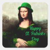 Mona Lisa St. Patrick's Day Clover スクエアシール (正面)