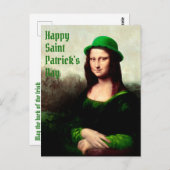 Mona Lisa St. Patrick's Day Clover ポストカード (正面/裏面)