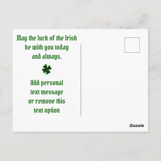Mona Lisa St. Patrick's Day Clover ポストカード (裏面)