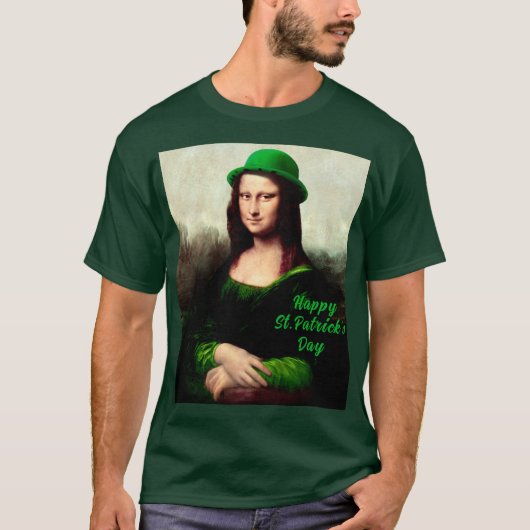 Mona Lisa St. Patrick's Day Clover Tシャツ (正面)