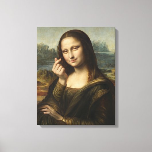Mona Lisa striking a "Kyun Pose" キャンバスプリント (正面)