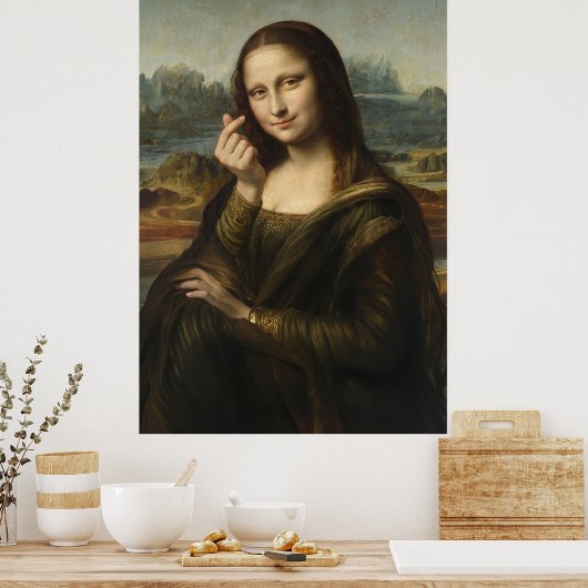 Mona Lisa striking a "Kyun Pose" ポスター (キッチン)