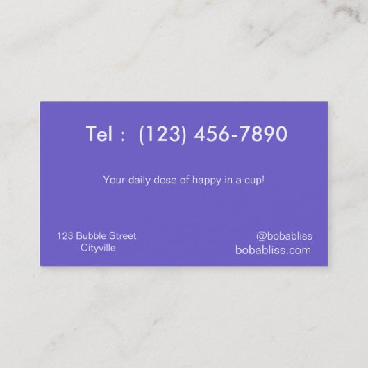 Mona Lisa with Bubble Tea 名刺 (裏面)