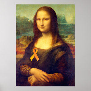 Mona Lisa With Orange Ribbon ポスター
