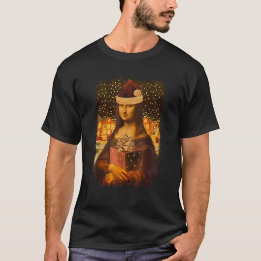 Mona Lisa with Santa Hat for Art Teacher Mona Lisa Tシャツ (正面)
