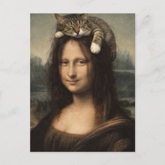 Mona Lisa With Sleeping Cat                        ポストカード (正面)
