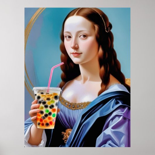 Mona Lisa's Bubble Tea Moment ポスター (正面)