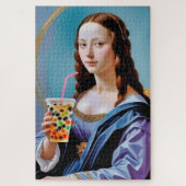 Mona Lisa's Bubble Tea Moment – 1014-Piece Jigsaw  ジグソーパズル (縦)