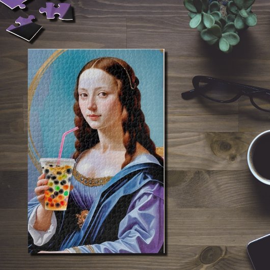 Mona Lisa's Bubble Tea Moment – 1014-Piece Jigsaw  ジグソーパズル