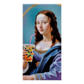 Mona Lisa's Bubble Tea Moment – Glossy Poster ポスター (正面)