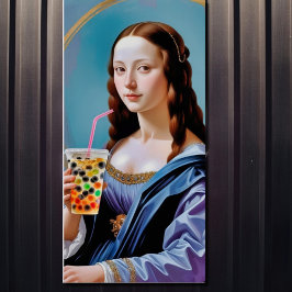 Mona Lisa's Bubble Tea Moment – Glossy Poster ポスター