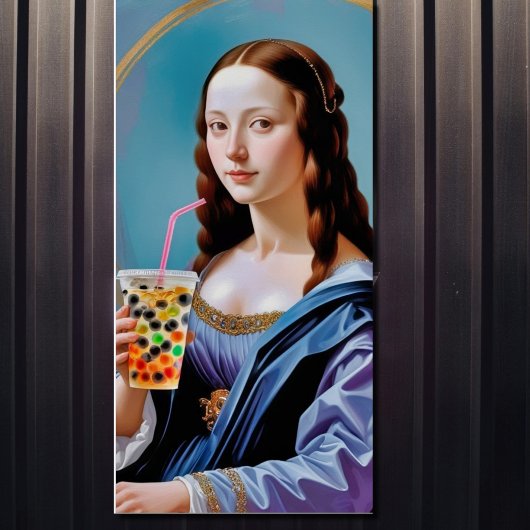 Mona Lisa's Bubble Tea Moment – Glossy Poster ポスター