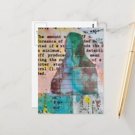 Mona Stamped Mixed Media ポストカード (正面/裏面インサイチュ)