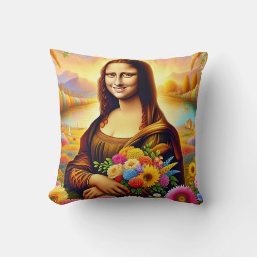 Mona with flowers クッション (正面)