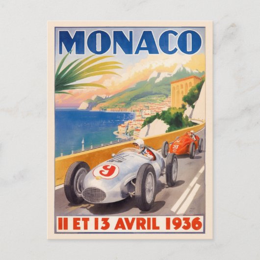 Monaco Grand Prix 1936 Vintage ポストカード (正面)