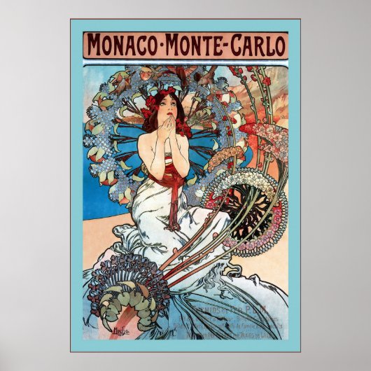 Monaco ~ Monte-Carlo ~ Alphonse Mucha ポスター (正面)