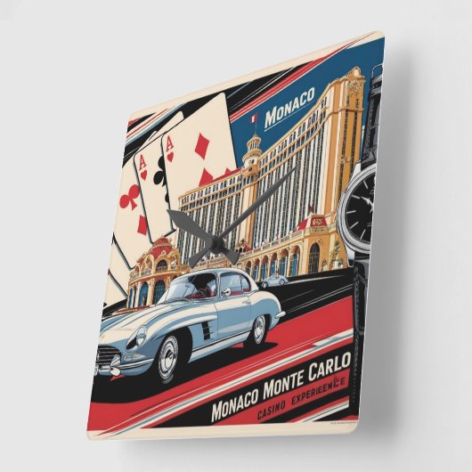 Monaco Monte Carlo Luxury Car Watch スクエア壁時計 (傾斜)
