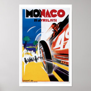 Monaco Race Car Vintage Art Print Poster ポスター
