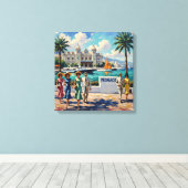Monaco Riviera Elegance Seaside Canvas キャンバスプリント (インサイチュ (ウッドフロア))