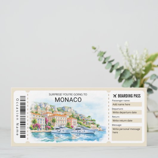 Monaco Trip Boarding Pass Ticket 招待状 (スタンド正面)