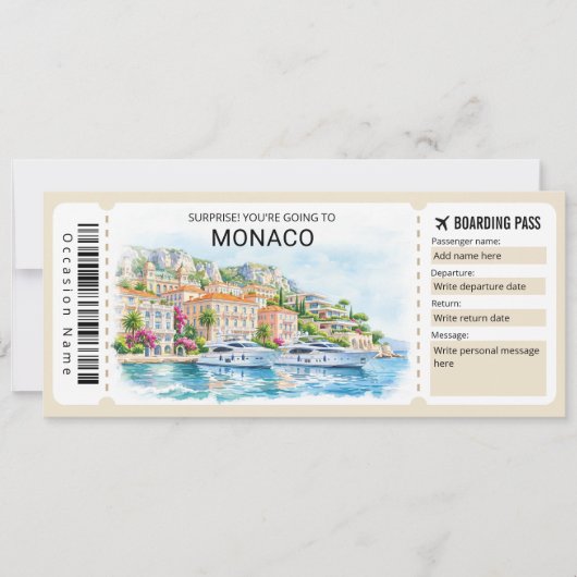 Monaco Trip Boarding Pass Ticket 招待状 (正面)