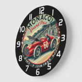 Monaco Vintage Racing Poster ラージ壁時計 (傾斜)