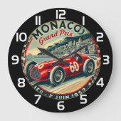 Monaco Vintage Racing Poster ラージ壁時計 (正面)