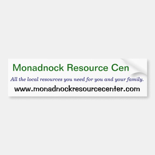 Monadnock資源の中心のバンパーステッカー バンパーステッカー (正面)