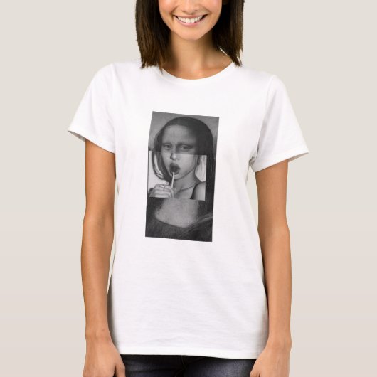 Monalisa with a Lollipop T-Shirt B&W Tシャツ (正面)