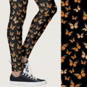 Monarch Butterflies Black Whimsical Patterned レギンス