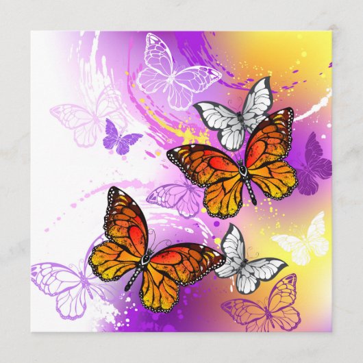 Monarch Butterflies on Purple Background アドバイスカード (正面)