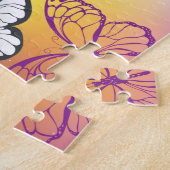 Monarch Butterflies on Purple Background ジグソーパズル (側面)