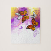 Monarch Butterflies on Purple Background ジグソーパズル (縦)