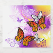 Monarch Butterflies on Purple Background スパークリングワインラベル (シングルラベル)