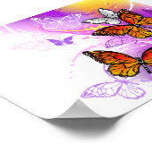 Monarch Butterflies on Purple Background ポスター (角)