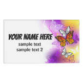 Monarch Butterflies on Purple Background 名札 (正面)