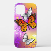 Monarch Butterflies on Purple Background Case-Mate iPhoneケース (裏面)